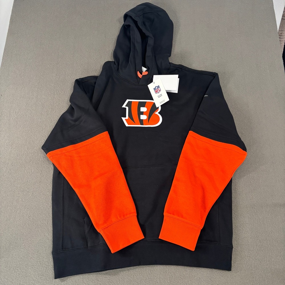 Nike NFL Cincinnati Bengals Hoodie Mens Size L Black Orange 02F2-51K-9A-87G